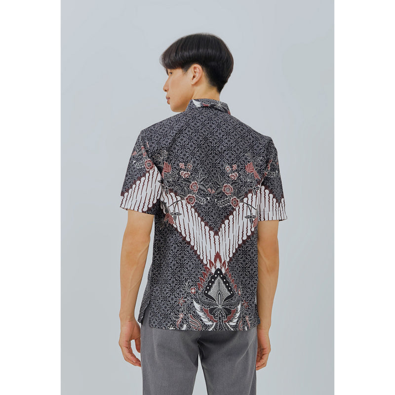 Woffi Man Kemeja Batik - Atharya Regular Fit Cotton Print Grey