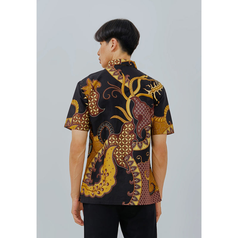 Woffi Man Kemeja Batik - Carpi Regular Fit Cotton Print Brown