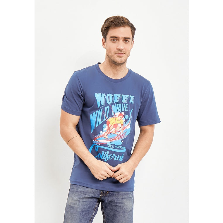 Woffi Man Kaos Pria - Wild Wave T-Shirt Navy