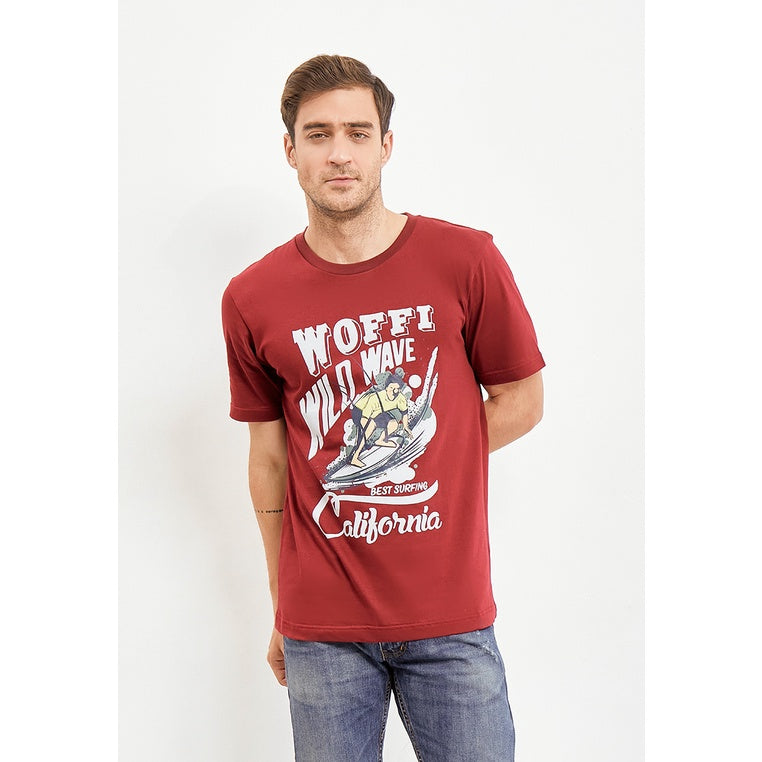 Woffi Man Kaos Pria - Wild Wave T-Shirt Red