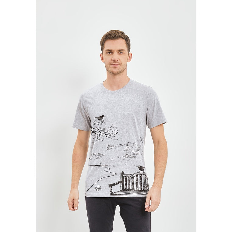 Woffi Man Kaos Pria - Mountain T-Shirt Grey