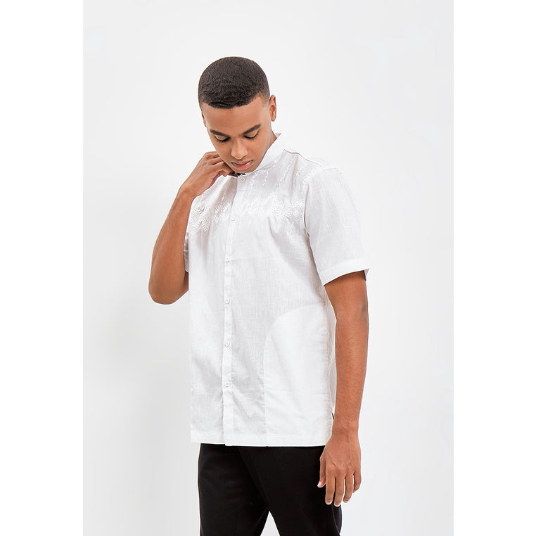 Woffi Man Baju Koko Pria - Altan Cotton Moslem Shirt White
