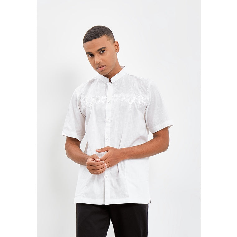 Woffi Man Baju Koko Pria - Altan Cotton Moslem Shirt White