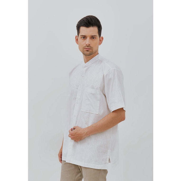 Woffi Man Baju Koko Pria - Afnan Cotton Moslem Shirt White
