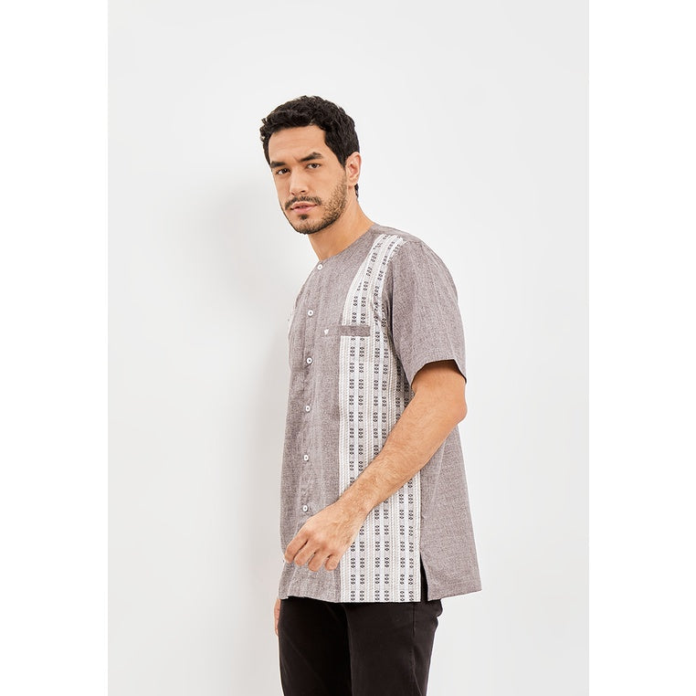 Woffi Man Baju Koko Pria - Arfan Cotton Moslem Shirt Grey