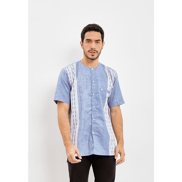 Woffi Man Baju Koko Pria - Arfan Cotton Moslem Shirt Blue