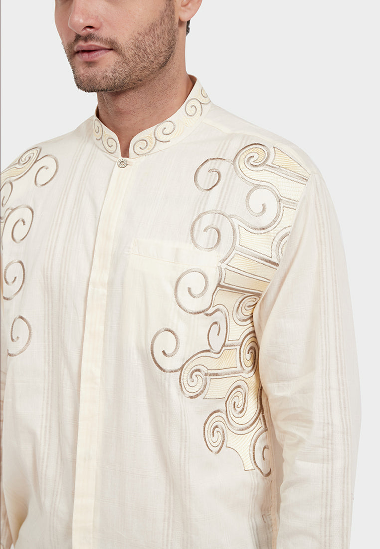 Woffi Man Baju Koko Riyadh Moslem Shirt Putih