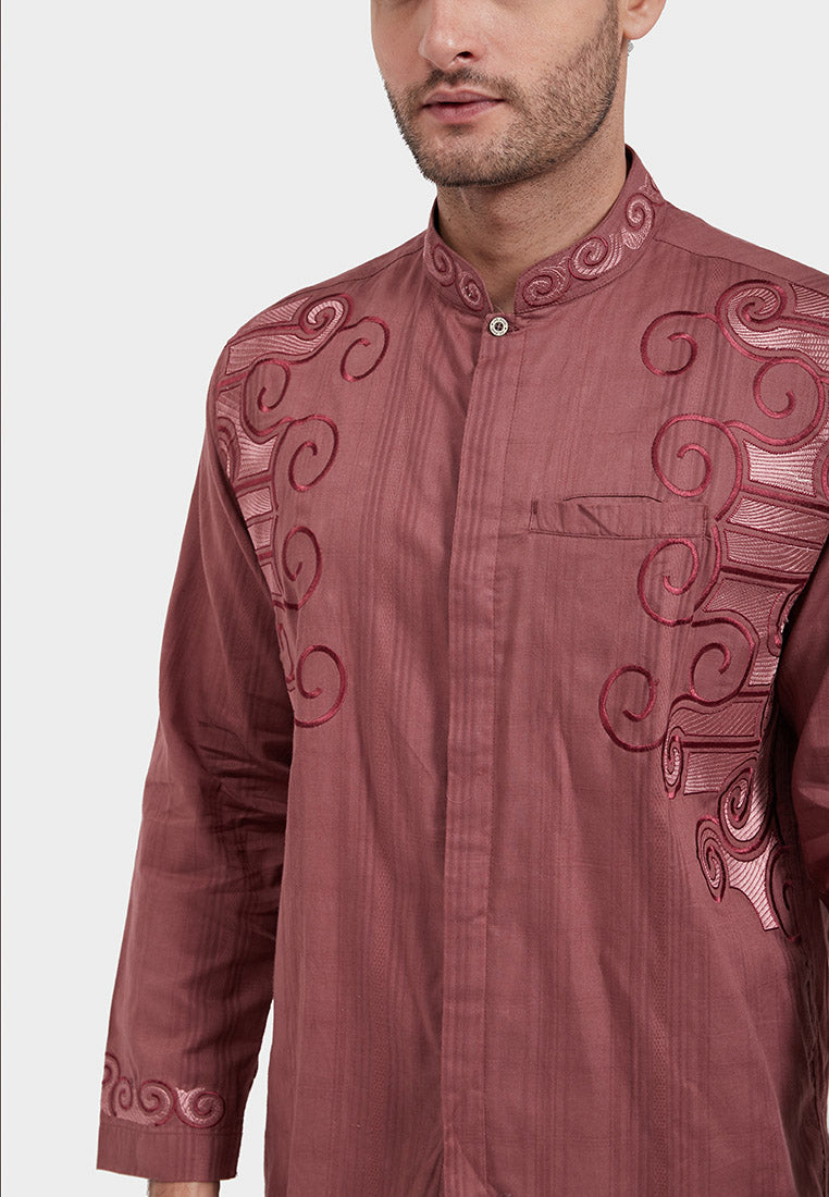Woffi Man Baju Koko Riyadh Moslem Shirt Merah